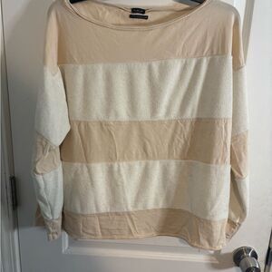 Out from under Beige and Cream Striped Long Sleeve sweater size small EUC